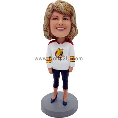 Custom Bobblehead Female In Hockey Jersey Any Color And Any Team Logo