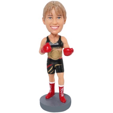 (image for) Custom Female Boxer Bobblehead – Personalized Boxing Champion Figurine
