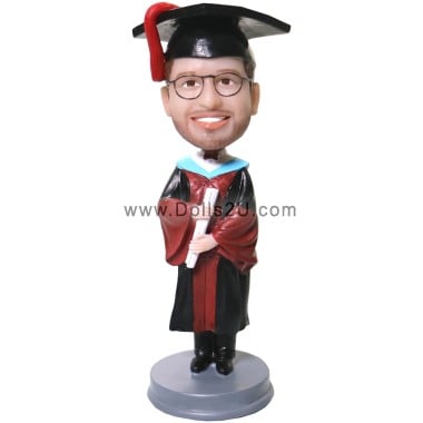 (image for) Graduation Bobbleheads Gift Custom Male In Gown Bobblehead