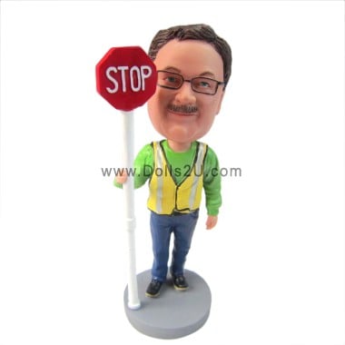  Custom Crossing Guard Holding Stop Sign Bobblehead Item:451280