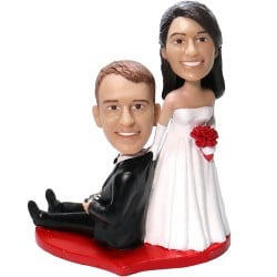 (image for) Custom New Married Couple Groom Holding Gamepad Wedding Bobbleheads