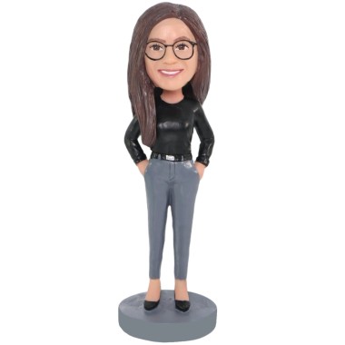 (image for) Custom Professional Woman Bobblehead – Personalized Female Executive Figurine In Office Outfit Item:56419
