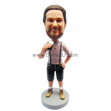 (image for) Custom Men In Bavarian Lederhosen German Oktoberfest Traditional Shorts Beer Guy Bobblehead