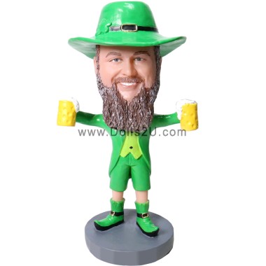 (image for) Personalized Bobblehead St. Patrick's Day Irish Leprechaun Mantle Mates Figure From Your Pictures