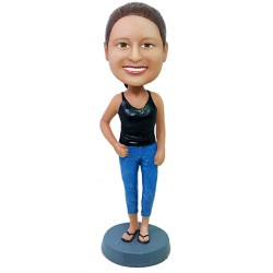 Casual Lady Wearing Tank Top And Flip Flops