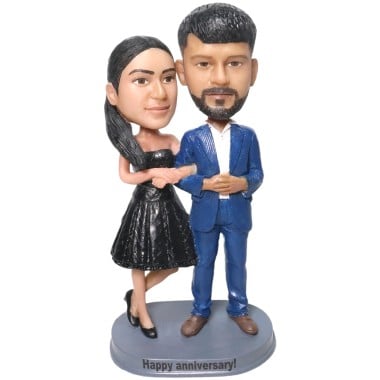 (image for) Custom Bobbleheads Couple in Suit and Dress Anniversary Gift