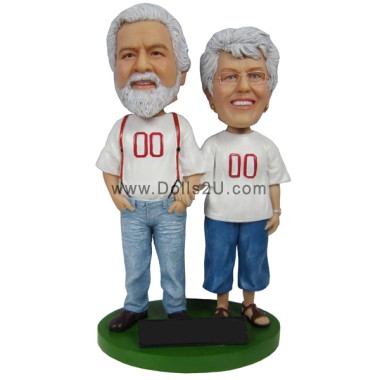 (image for) Custom Bobbleheads Anniversary Gift For Old Couple