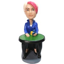 Creative Custom Bobblehead Female Poker Player 3D Bobble Head Gift Sculpted From Your Pictures