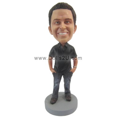  Custom Male In Polo Shirt With Hands In Pockets Bobblehead Item:52218