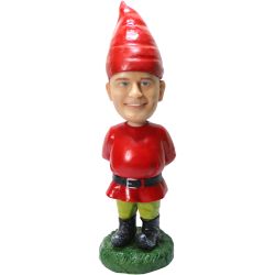 Personalized Bobblehead Gnome with Hands at the Back Statue from Your Picture