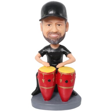(image for) Custom Bobblehead Tumbadora Conga Drums Player