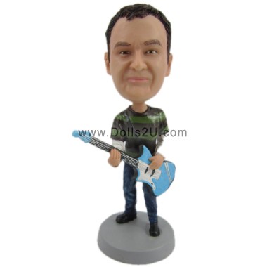 Custom Bobblehead Man Playing Electric Custom Bobbleheads Hard Rocker