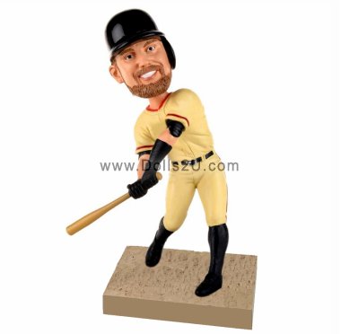 Custom Bobblehead Baseball Player Swinging the Bat