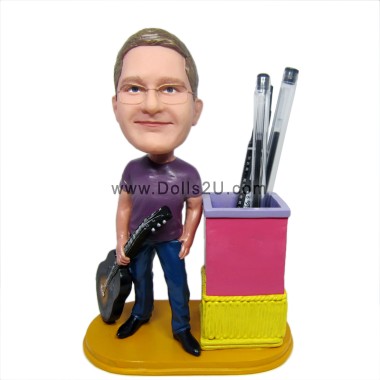  Custom Bobbleheads Male Guitar Player Penholder