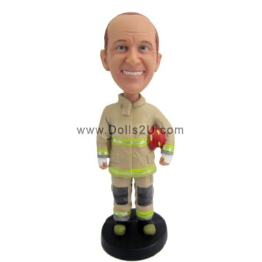 (image for) Custom Poly Resin Male Fireman Firefighter Bobblehead Gift