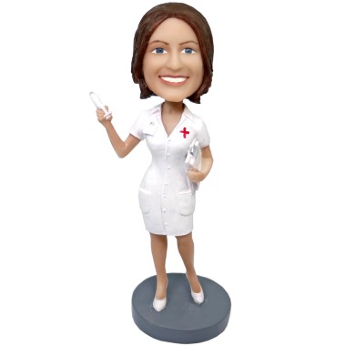 (image for) Custom Bobblehead Female Nurse With Syringe