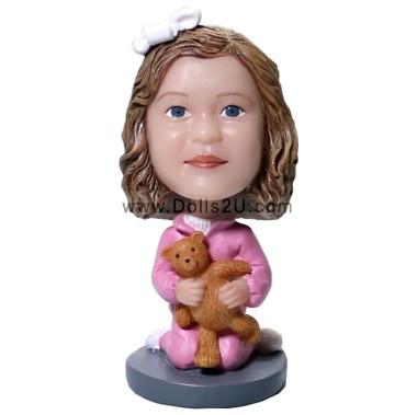  Custom Little Girl With A Teddy Bear Bobblehead Item:11350