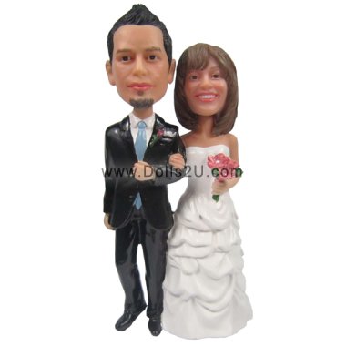 Custom Wedding Couples Bobbleheads Cake Topper