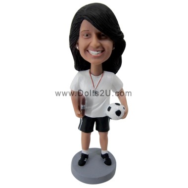 (image for) Custom Female Soccer Coach Bobblehead