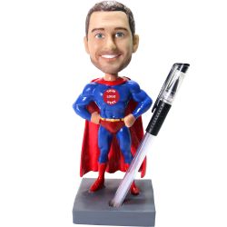 Custom Bobbleheads Personalized Super Hero Pen Holder Bobblehead
