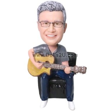 (image for) Custom Bobblehead Guitar Player Sitting On Sofa