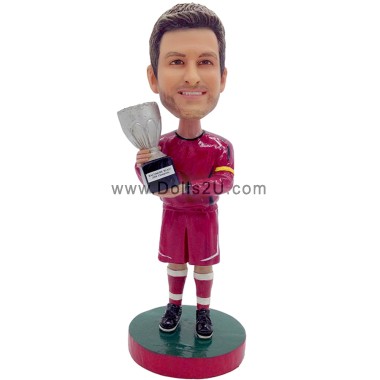  Custom Bobbleheads Champion Soccer Player Holding A Trophy Personalized Bobblehead With Your Face Item:1531716