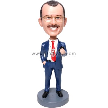 Boss In Suit Holding Mobile With Dollar Sign Necklace
