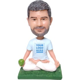 (image for) Custom Bobblehead Male Doing Yoga With An Apple In Hand