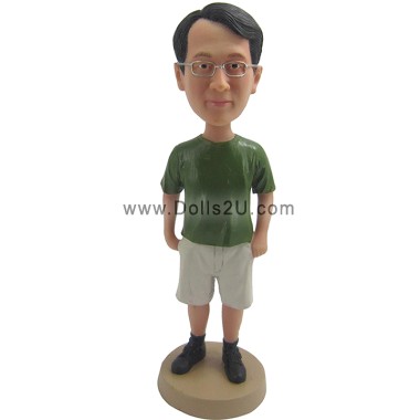 (image for) Custom Casual Male In T-Shirt And Shorts Bobblehead