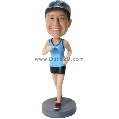 Personalized Bobblehead Female Athletic Marathon Runner