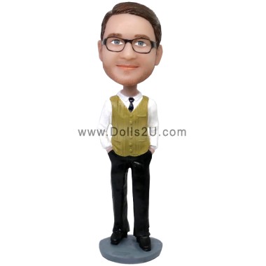 Custom Bobblehead Boss's Day Gifts Businessman With Tie And Vest