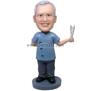 (image for) Male Dentist With Tooth Custom Bobblehead Gift