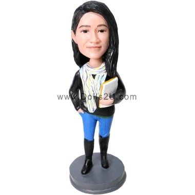 (image for) Custom Bobblehead Casual Female Holding Books