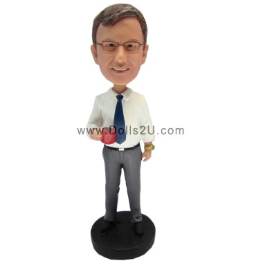  Business Gift World's Best Boss Businessman Holding A Mug Custom Bobblehead Gifts