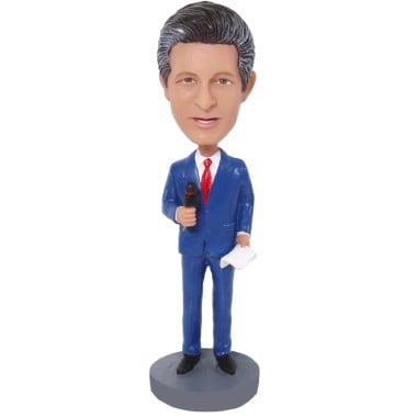 (image for) Personalized Male News Reporter Bobblehead Custom Newsmen Gift
