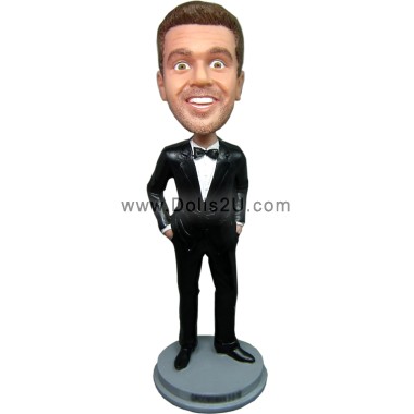 (image for) Custom Bobbleheads Groomsmen Wearing Suit And Bowtie