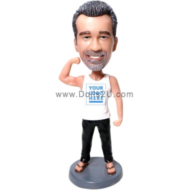 (image for) Custom Casual Male Shows Muscle Bobblehead
